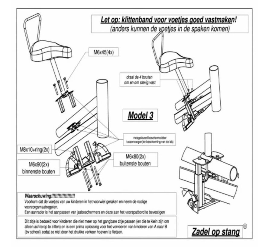 Zadel op buis damesfiets
