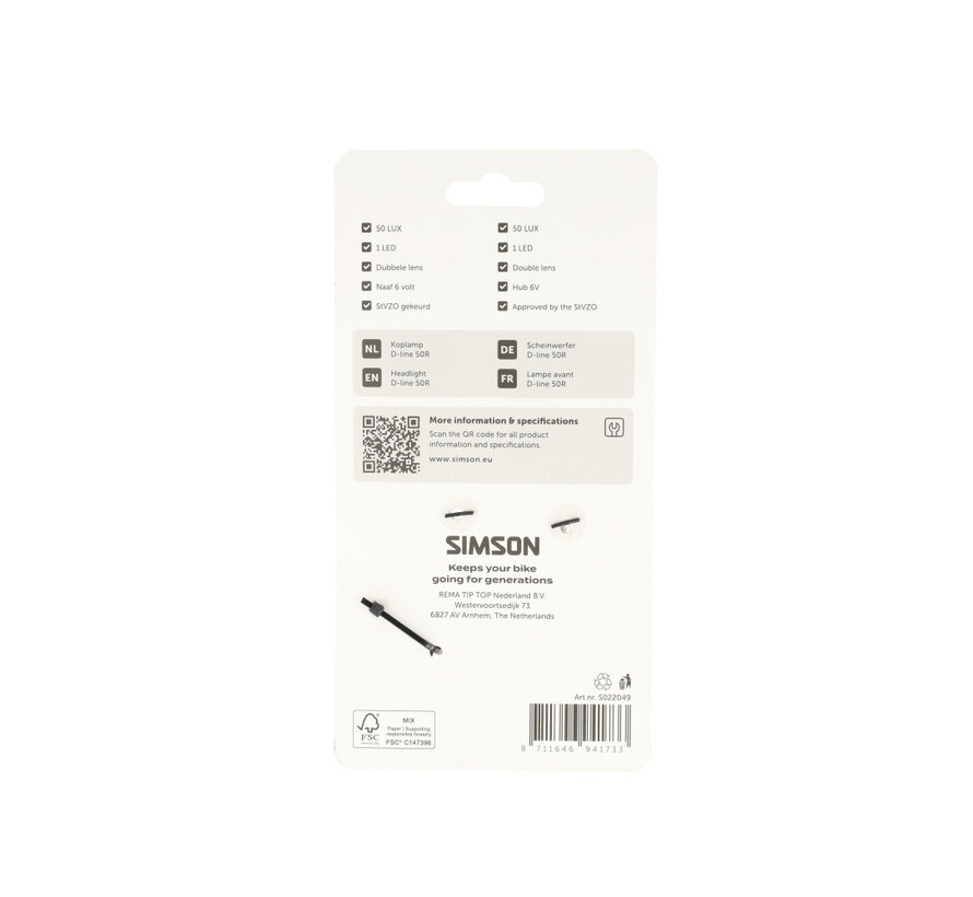 Koplamp Simson aurora d-line 50R