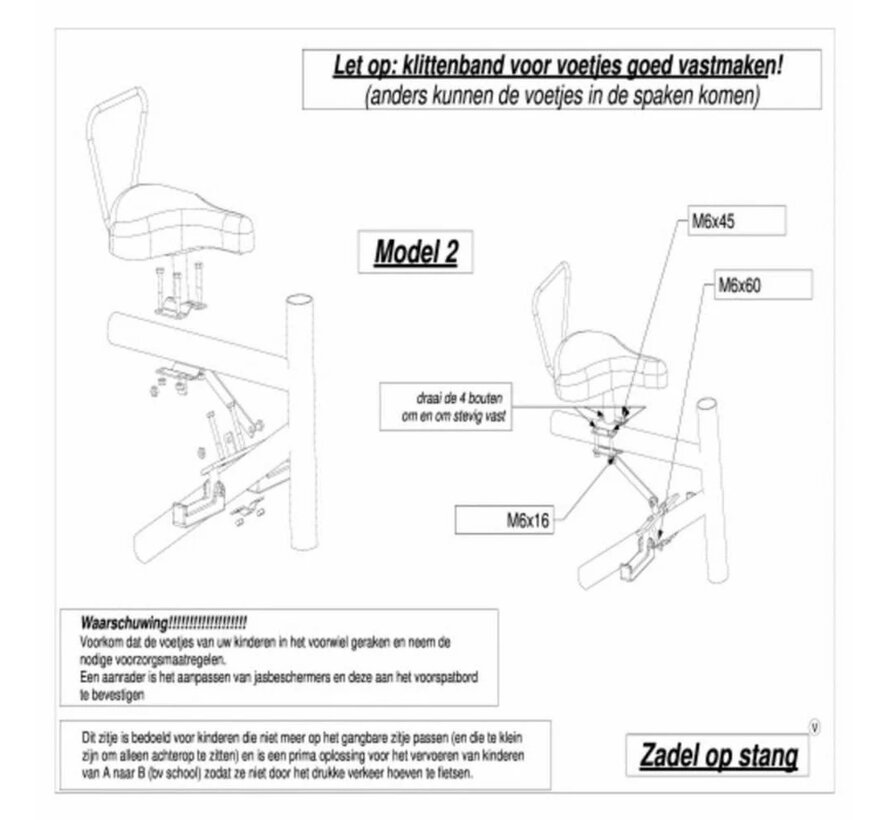 Zadel op buis herenfiets
