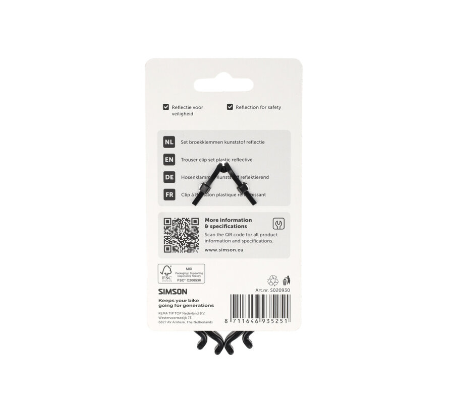 Broekklemmen Simson met reflectie