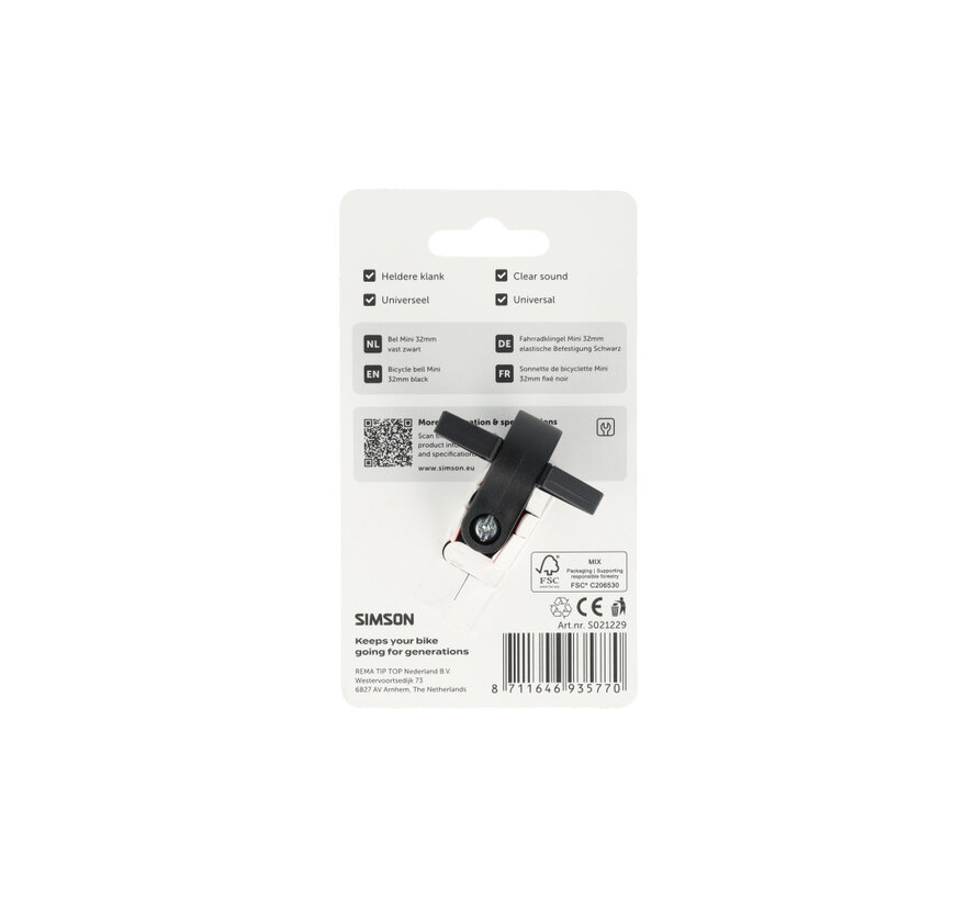 Bel Simson mini 32mm vaste bevestiging