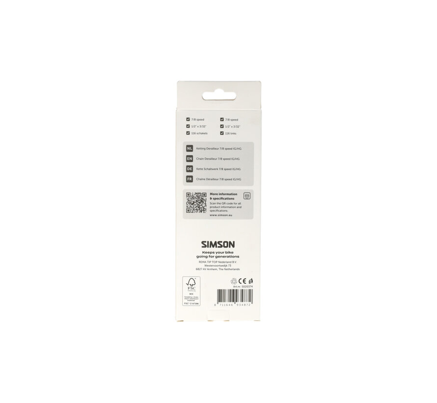 Ketting Simson 7v/8v 1/2x3/32 116s
