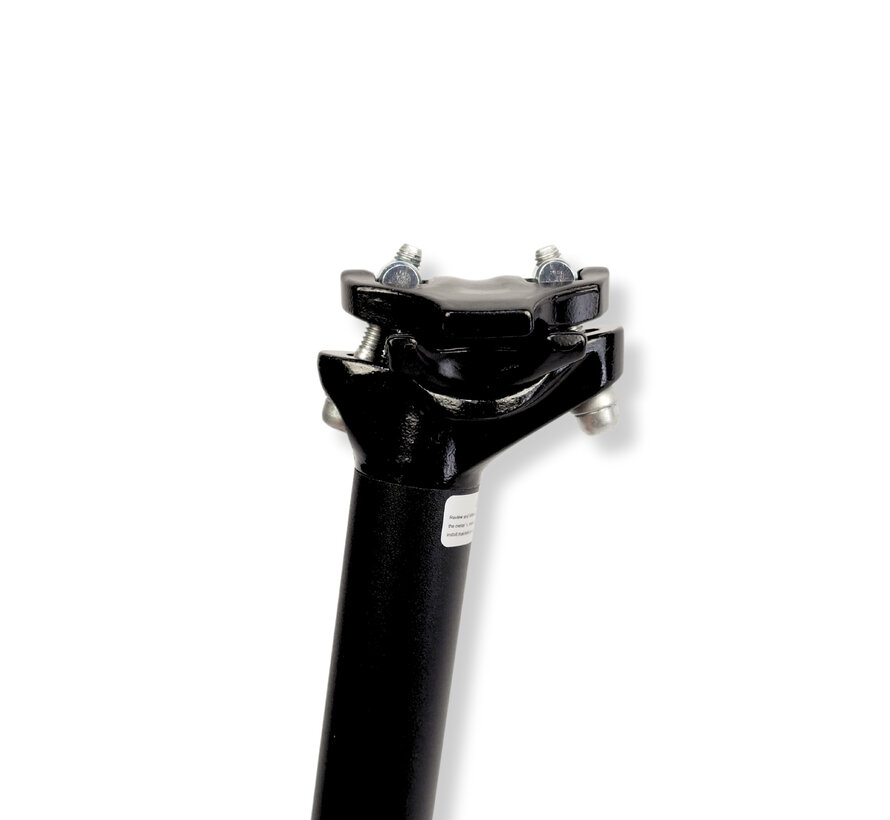 Zadelpen atb zwart 31.6 35cm alu