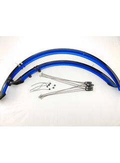 Spatbordset 28 inch zwart/blauw + stang