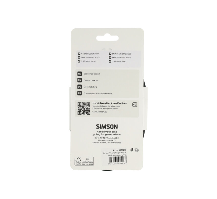 Versnellingskabel Simson nexus zwart