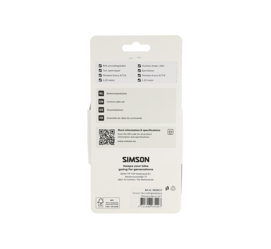Versnellingskabel Simson nexus grijs