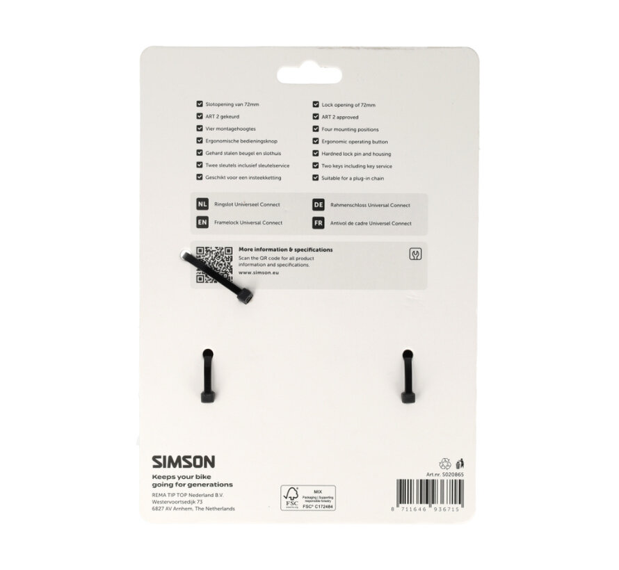 Ringslot Simson universeel connect 72mm