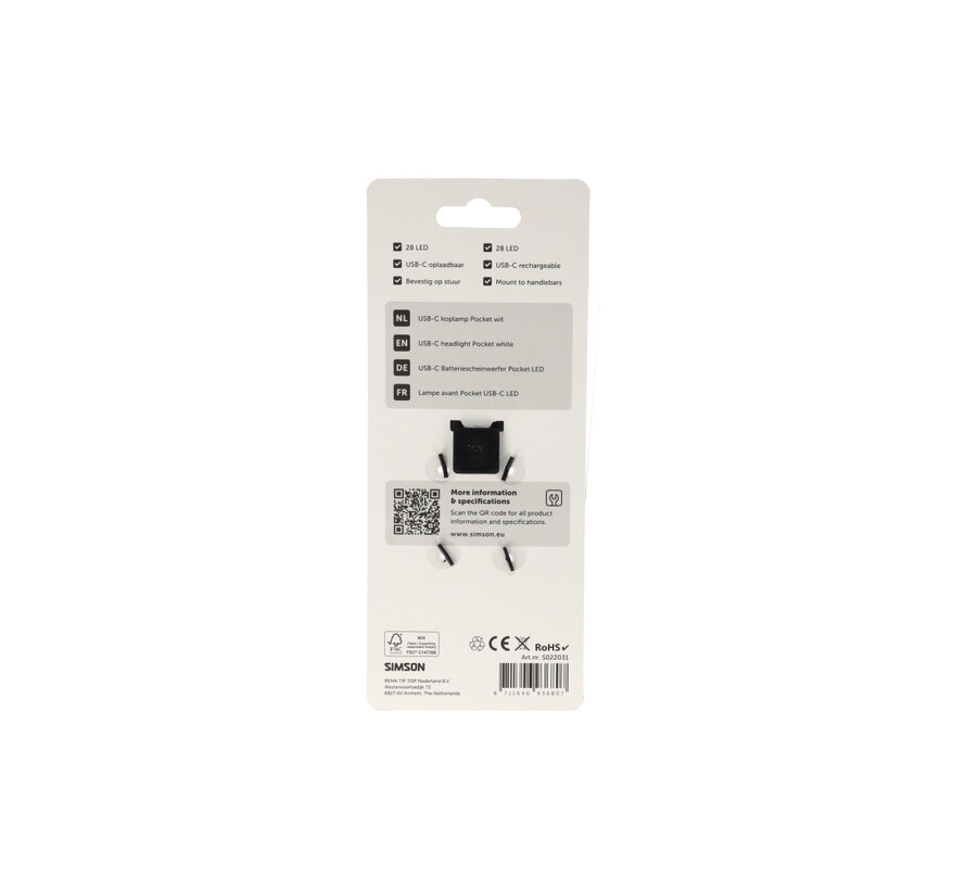 Koplamp Simson Pocket wit led