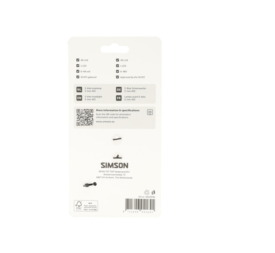 Koplamp Simson aurora e-line 40S