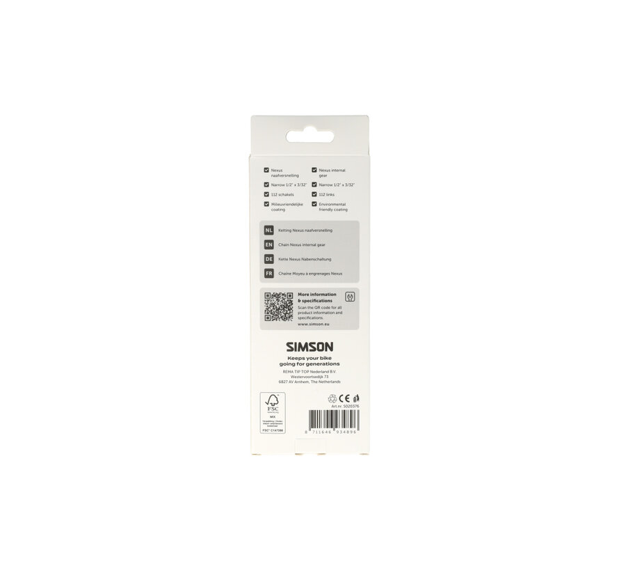 Ketting Simson 1v 1/2x3/32 112s