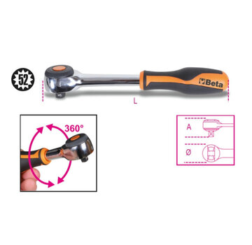Beta Tools Omschakelbare ratelsleutel Beta 3/8"