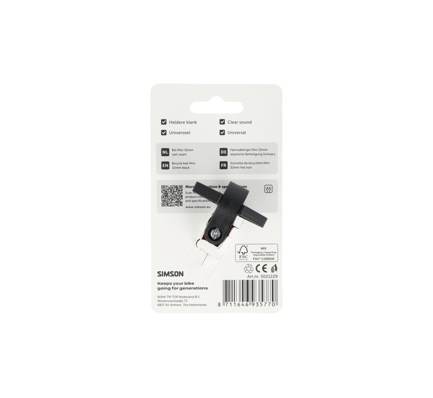 Bel Simson mini 32mm vaste bevestiging