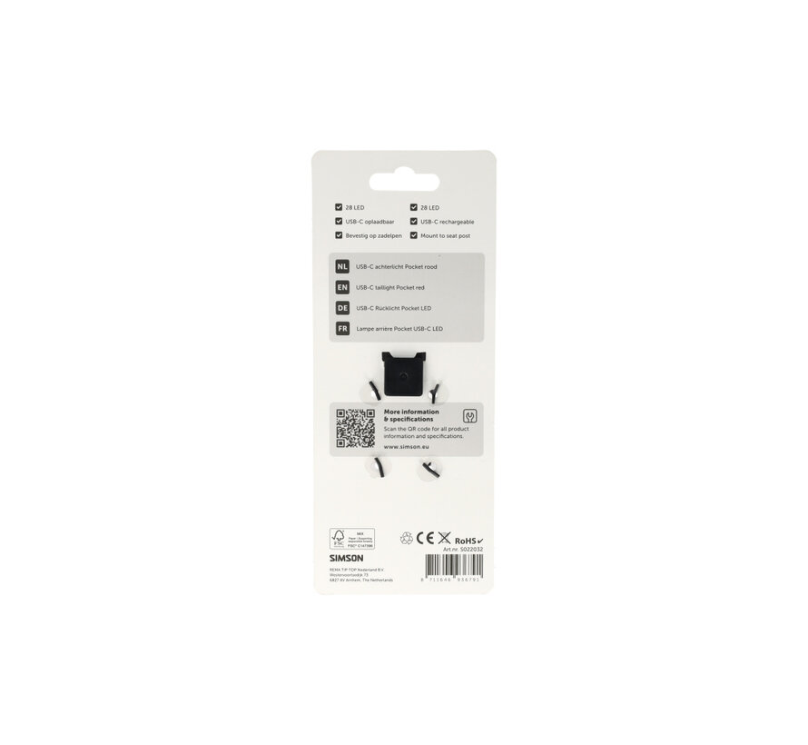 Achterlicht Simson Pocket rood led