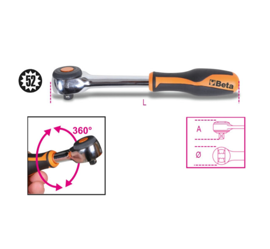 Omschakelbare ratelsleutel Beta 3/8"