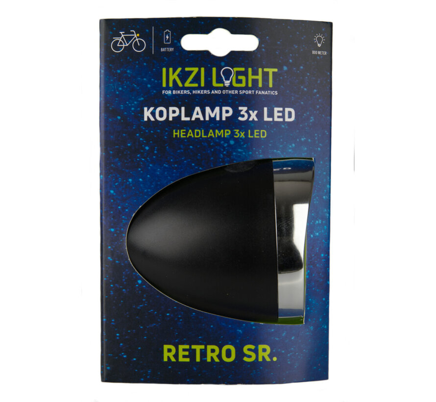 Koplamp Ikzi Light retro zwart 11 lux