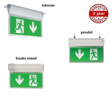 4MLUX Eagle 3 in 1 wit 2,5W, nood/continu of schakelbaar of alleen nood, 40/21 lumen, IP20, incl. 1 pictoplaat naar keuze