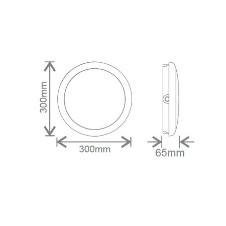 EM-Kosnic Ossa LED DD met witte rand, IP65 met LED PLQ 9/12/18 W Multi-wattage en 3000/4000/5000K Multi-kleur instelbare LED lichtbron met bewegingssensor on/off of on/DIM(corridor functie), incl. nood