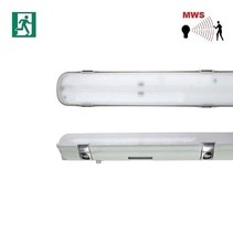 Avon LED 2x1200mm, 30W, met bewegingssensor on/off, met nood, 3840 lumen, 4000K, met RVS clipsen