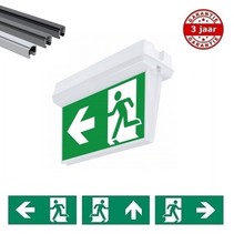 Thetix 7W, spanningsrail noodverlichting, nood/continu of schakelbaar of alleen nood, 150/150 lumen, IP65 incl. pictogram naar keuze