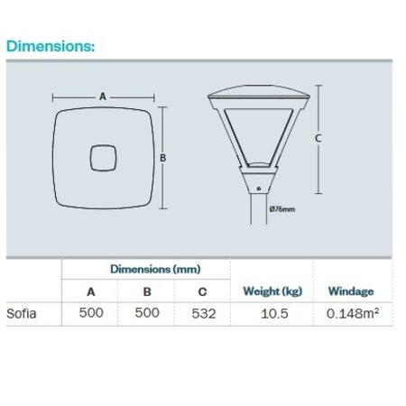 EM-DW Windsor Sofia 1, LED straatverlichting, 31W, 3100 lumen