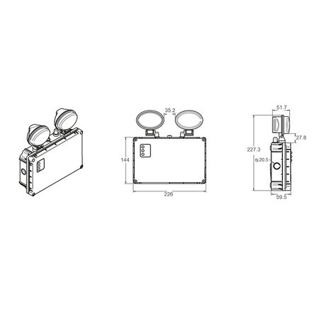 EM - Fox Lux Twin Spot Pro 3W, noodverlichting / anti paniekverlichting,  alleen nood, 350 lumen, IP65