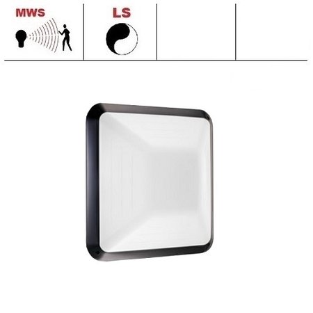 4MLUX Gio LED serie 2,8 / 4,9 / 7,4W, hal en trappenhuisverlichting, met bewegingssensor ON/OFF en lichtsensor, 3000 of 4000K, 310 / 520 / 760 lumen met wit of zwart poly-carbonaat onderhuis en opalen polycarbonaat lichtkap