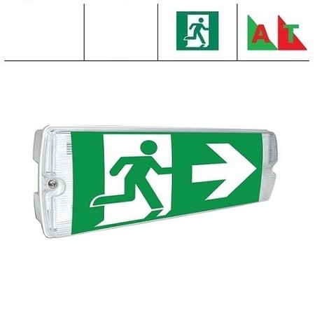 EM - Fox Lux Apollo Pro 3W AT, noodverlichting-vluchtwegverlichting, nood/continu of schakelbaar of alleen nood (Autotest), 170/170 lumen, IP65, wit/helder incl. pictoproset 1