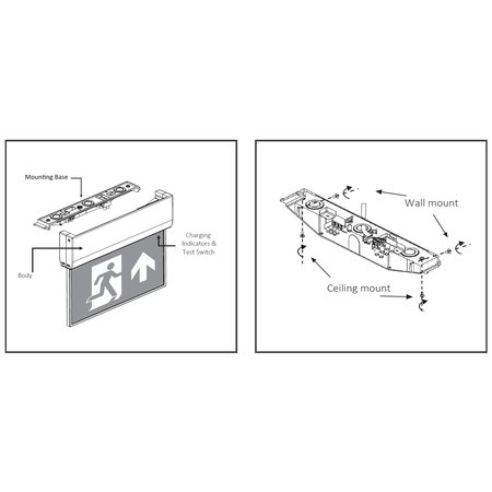 EM - Fox Lux Blade Pro, noodverlichting-vluchtwegverlichting, nood/continu of schakelbaar of alleen nood, IP20, wit incl. pictogram naar keuze