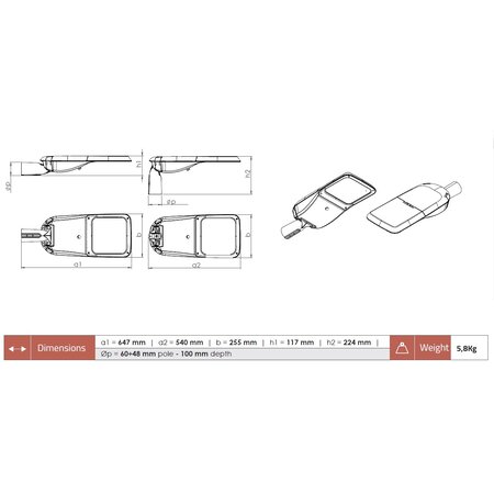 4MLUX Icona-S LED 100W, 16349 lumen in 3000 of 4000K, in RAL 9023