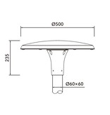 EM - LEDSCAPE LIGHTING Sora T LED 30W, 4702 lumen in 3000 of 4000K, in RAL 9007