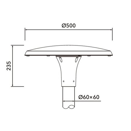 EM - LEDSCAPE LIGHTING Sora T LED 30W, 4702 lumen in 3000 of 4000K, in RAL 9007