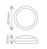 EM - Kosnic Blanca LED DD IP65 met witte rand en LED PLQ 9/12/15/18W Multi-wattage en 2700/4000/6500K Multi-kleur instelbare LED lichtbron met bewegingssensor on/off of on/DIM(corridor-functie)
