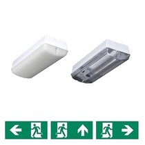 Titan Picto serie 3W, noodverlichting (vluchtwegverlichting), nood (zelftest/autotest), 4000K, 170 lumen met lichtgrijs poly-carbonaat onderhuis en opalen of heldere poly-carbonaat lichtkap, incl. pictogramset