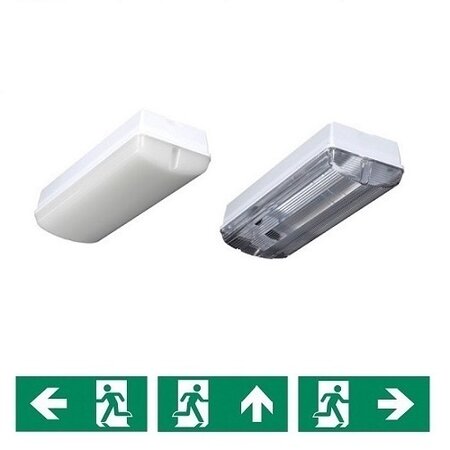 4MLUX Titan Picto serie 3W, noodverlichting (vluchtwegverlichting), nood (zelftest/autotest), 4000K, 170 lumen met lichtgrijs poly-carbonaat onderhuis en opalen of heldere poly-carbonaat lichtkap, incl. pictogramset