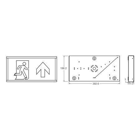 EM - Fox Lux Watchman Pro Dali 2, noodverlichting-vluchtwegverlichting, nood/continu of schakelbaar of alleen nood (Autotest), IP20, wit incl. pictogram naar keuze