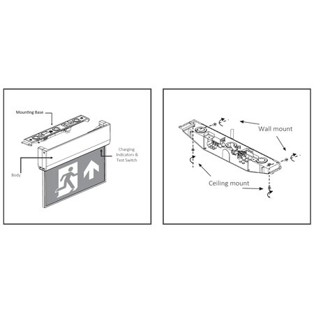EM - Fox Lux Blade Pro Dali 2, noodverlichting-vluchtwegverlichting, nood/continu of schakelbaar of alleen nood, IP20, wit incl. pictogram naar keuze