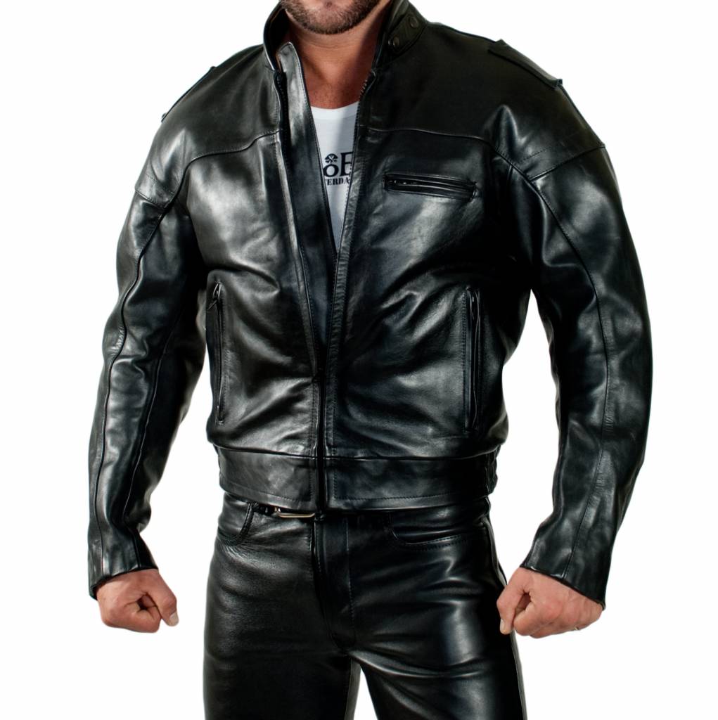 Leather police store motorcycle jacket