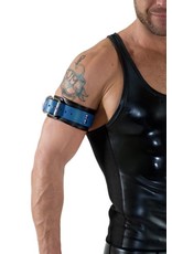 RoB Leren bicepsband met gesp, zwart met blauw