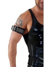 RoB Leather bicepsband with buckle, black and grey