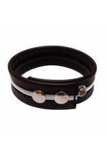 RoB Leather Bicepsband Black with White Piping and Press Studs