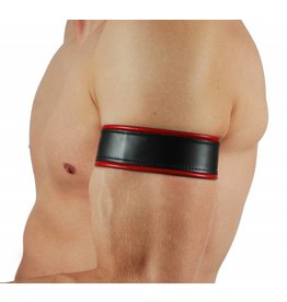 RoB Leather Bicepsband Black/Red with Laces