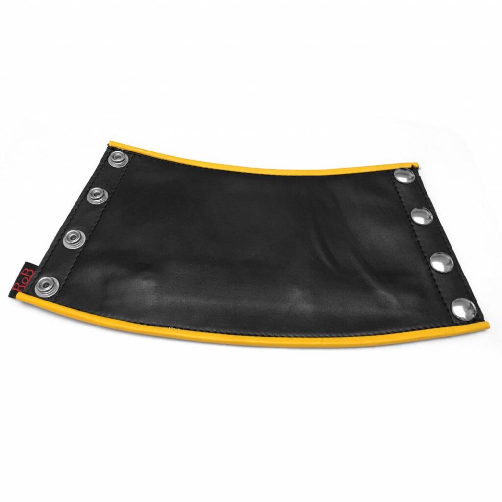 RoB Leather gauntlet wrist wallet with yellow piping