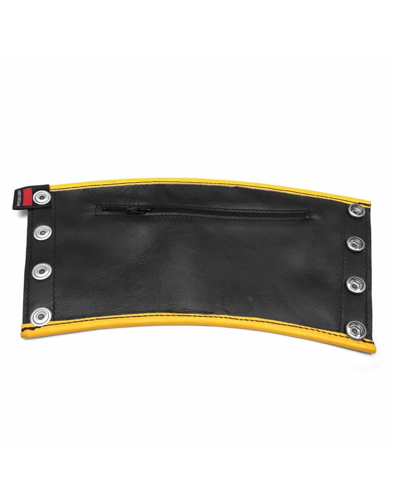 RoB Leren gauntlet wrist wallet met gele bies