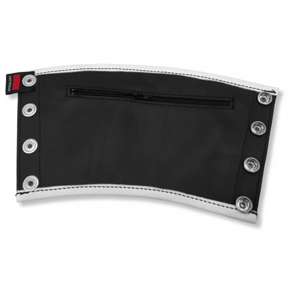 RoB Leather gauntlet wrist wallet with white piping