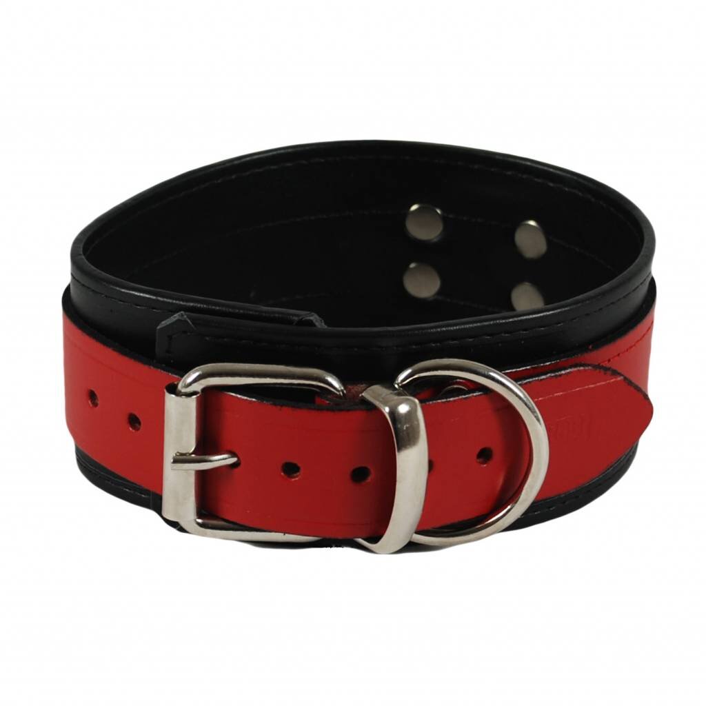 RoB Leder Fist Sklaven Halsband rot auf schwarz