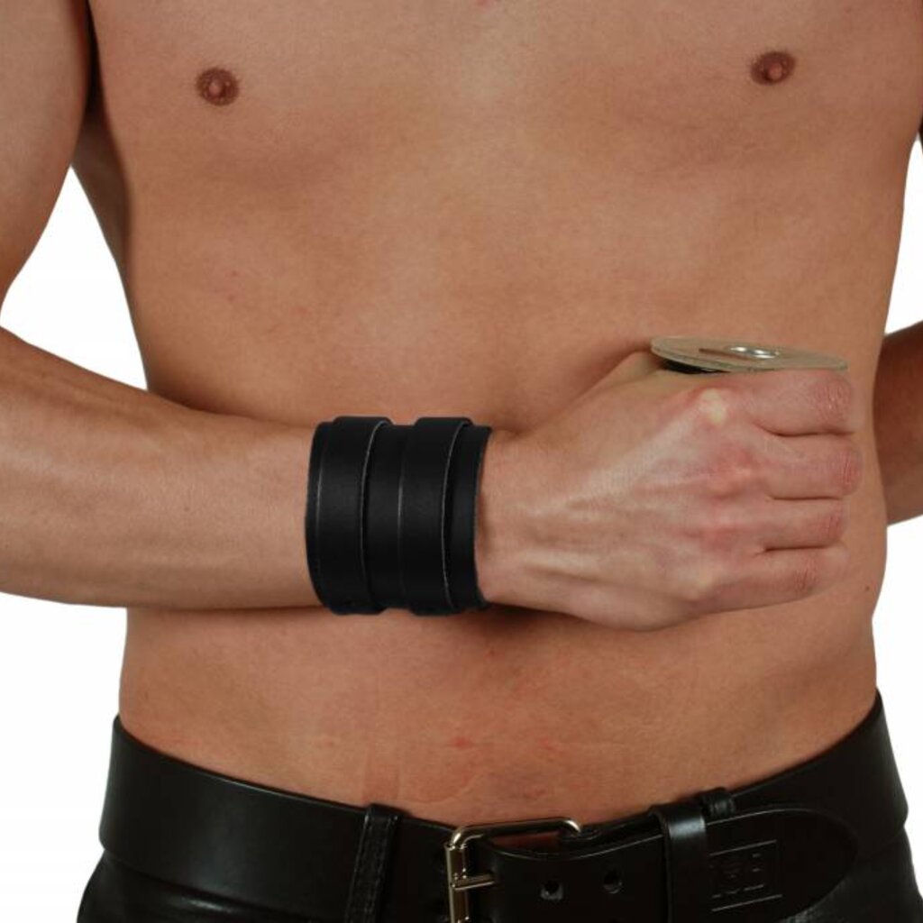 RoB Leder Armband 2 Schnallen, Schwarz