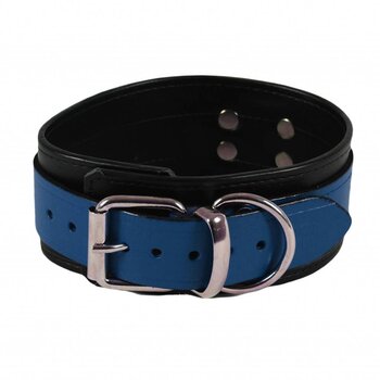 RoB Leren slavenhalsband blauw op zwart