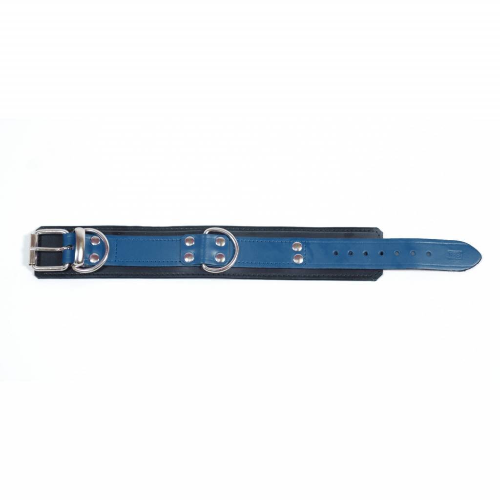 RoB Leren slavenhalsband blauw op zwart