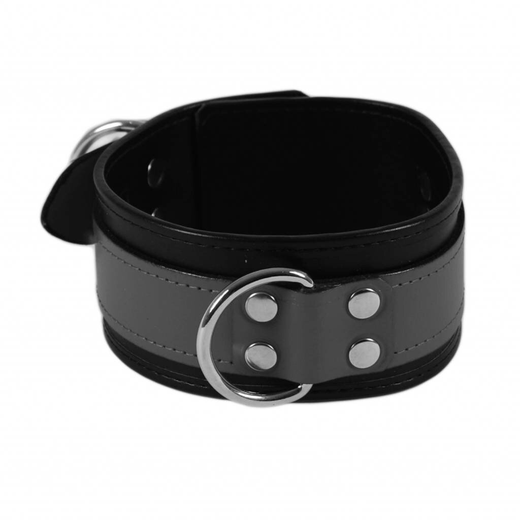 RoB Leather slave collar grey on black