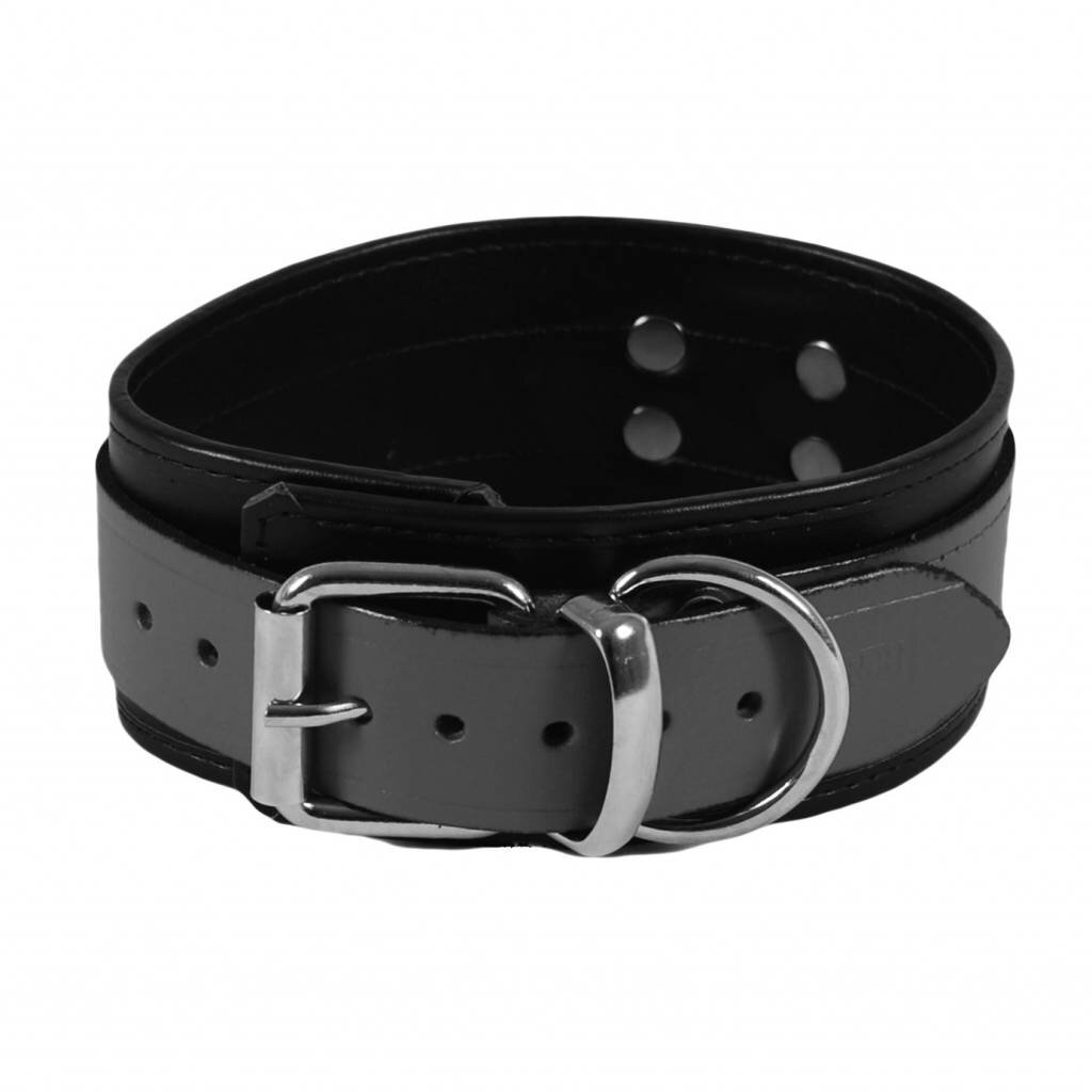 RoB Leather slave collar grey on black